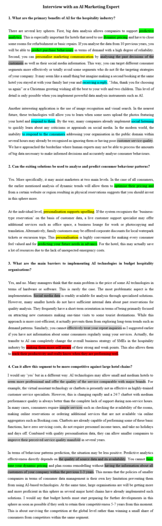 Sample: A Qualitative Analysis (Colour-Coding) | 15 Writers